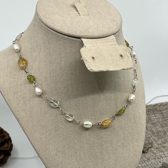 Ross-Simons Sterling Silver Necklace w/ Gemstones & Pearls, 16", Original Box - Picture 3 of 17